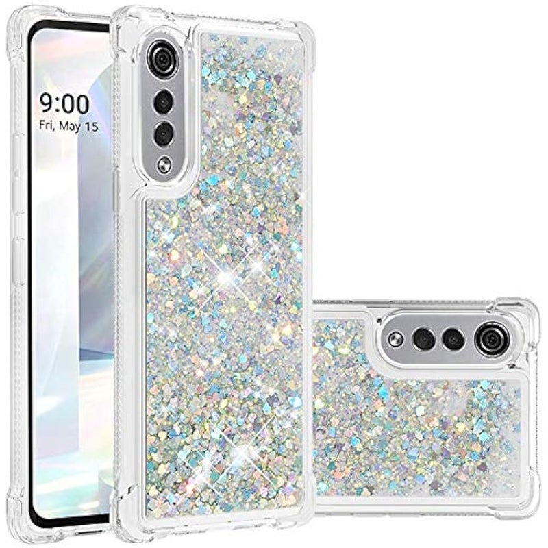 Fit for LG Velvet 5G Fashion Cute Phone Case,Quicksand Flowing Glitter Bling Flowing Liquid Floating Shiny Sparkle Soft TPU Protective Girls Women Phone Cover for LG Velvet 5G,RLS Colorful Silver - Image 1
